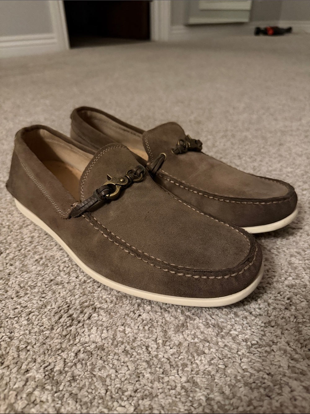 John Varvatos Men’s Brown Suede Bit Loafers Driving Shoes Size 12